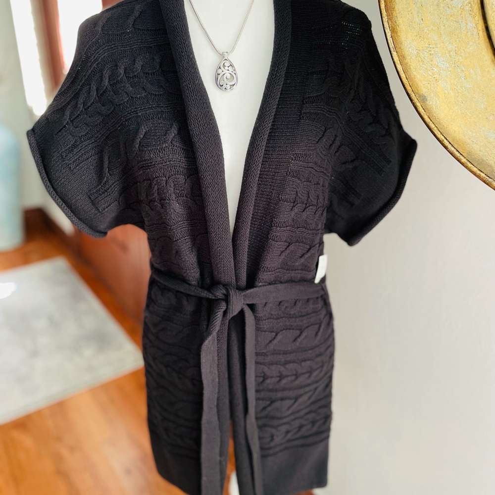 NWT New Directions Tie Cardigan Sweater Sz L